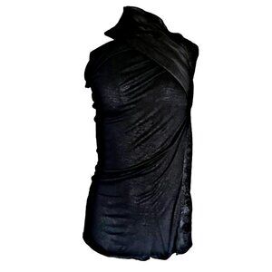 RICK OWENS Vintage 2012 One-Shoulder Strapless Top Silk & Lamb Leather
